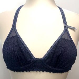Aerie Navy Cross-Over Lace Bra 32A pre-owned